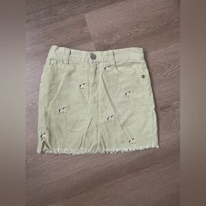 Embroidered Corduroy Skirt in Light Green